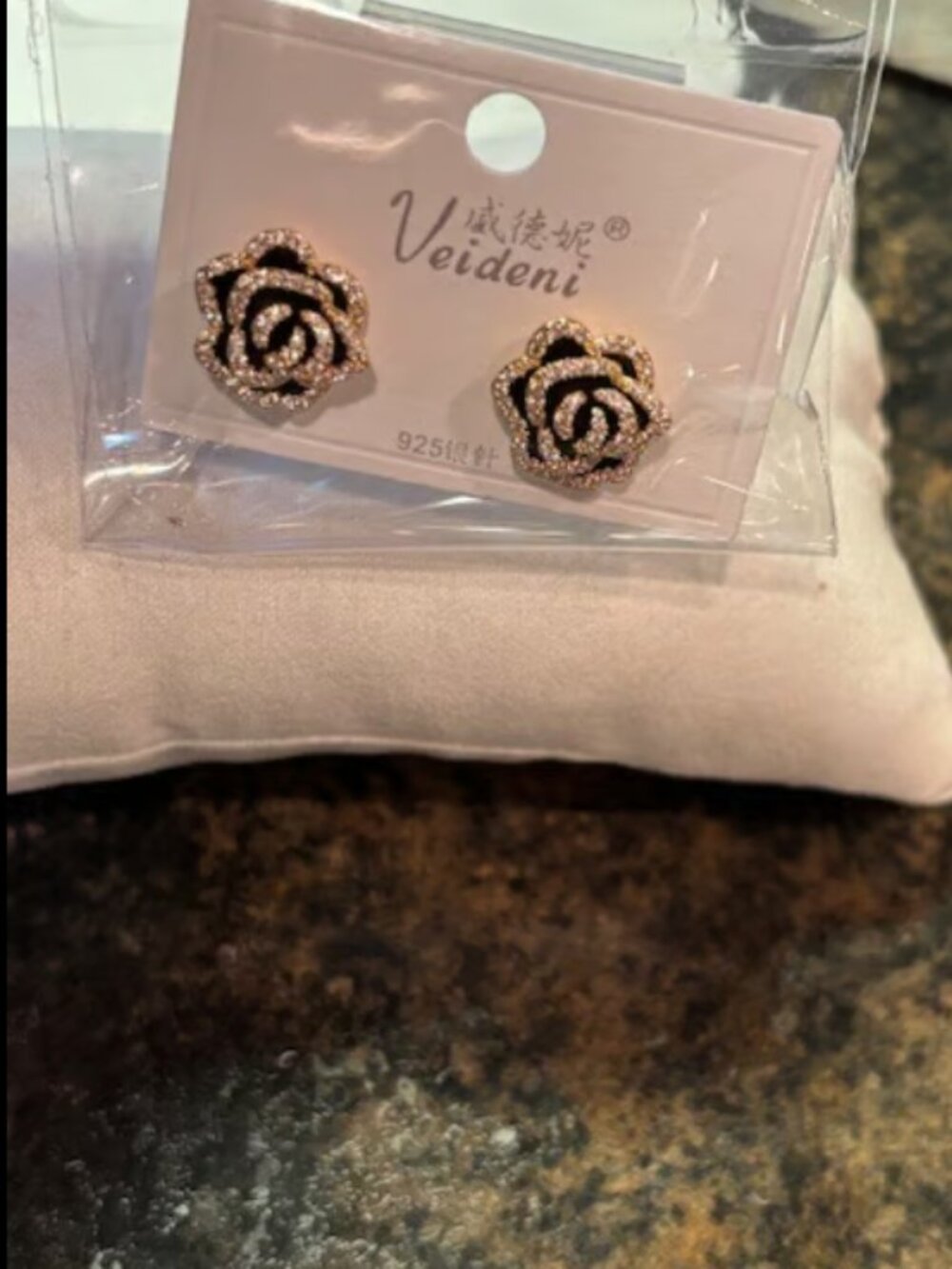 Gold Black Onyx Floral Stud Earrings